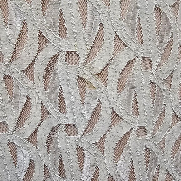 Off-Shoulder White Lace Midi Dress Size 8 By R&M Richards With Back Zipper Closu - Picture 3 of 10